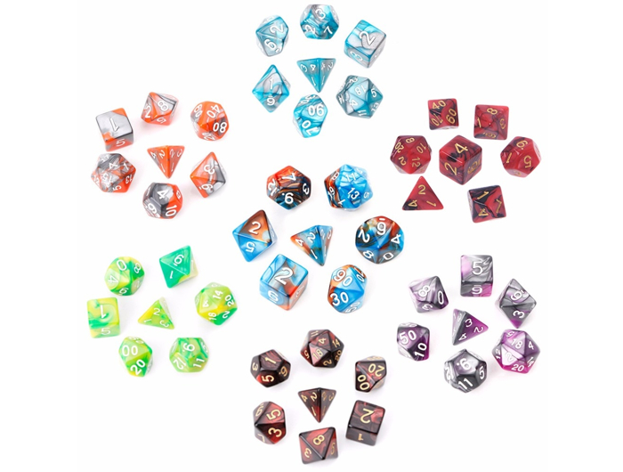 Набор Кубиков Двухцветные разногранные мраморные (7)